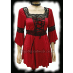 Red and Black Medieval Gothic Long Tunic Top Blouse